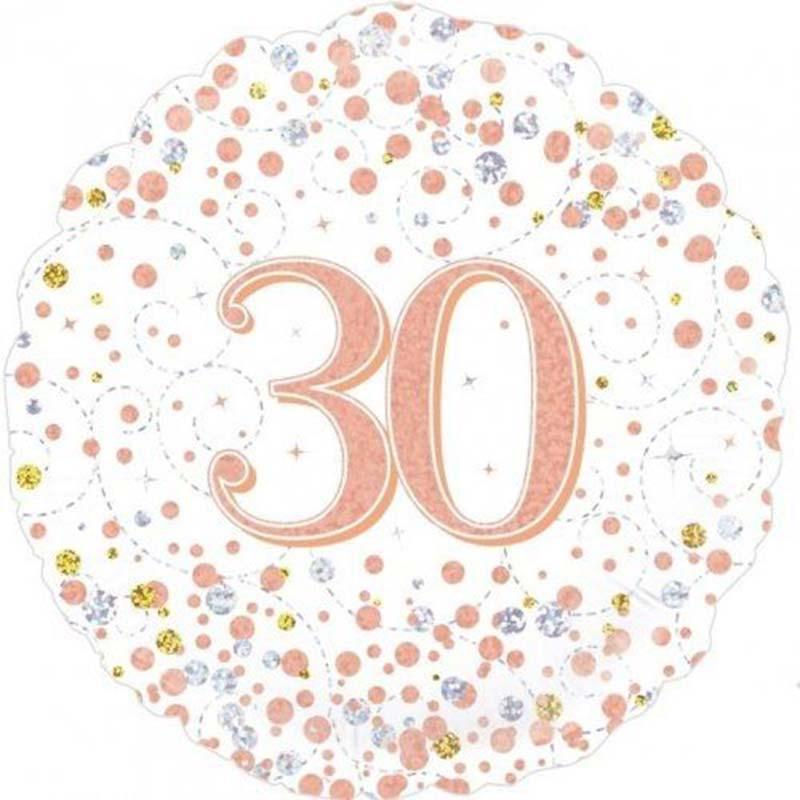 Sparkling Rose Gold 30th Birthday Foil Balloon - The Party Room