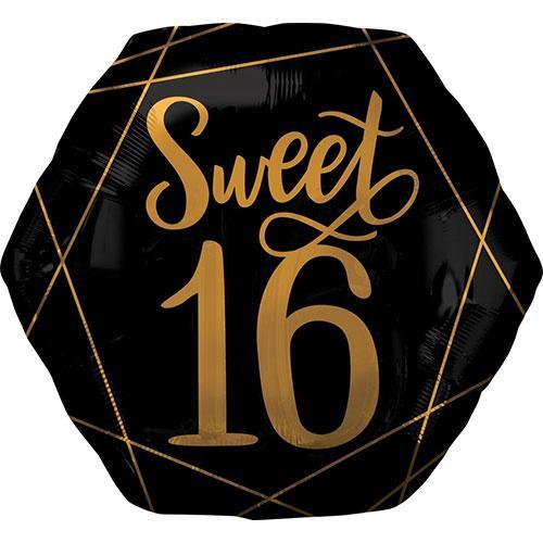 Elegant Black Sweet 16 Foil Balloon - The Party Room