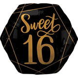 Elegant Black Sweet 16 Foil Balloon - The Party Room