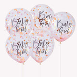 Baby Girl Pink Baby Shower Balloons 5pk - The Party Room