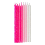Tall Pink Glitter Candles 16pk