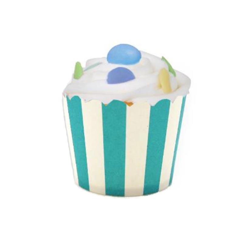 Teal Stripe Baking Cups 25pk - The Party Room