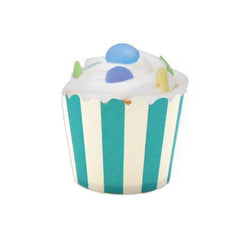 Teal Stripe Baking Cups 25pk - The Party Room