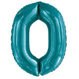 Teal Giant Foil Number Balloon - 0 - The Party Room