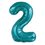 Teal Giant Foil Number Balloon - 2 - The Party Room