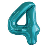 Teal Giant Foil Number Balloon - 4 - The Party Room