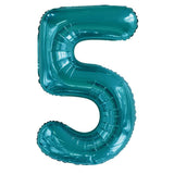 Teal Giant Foil Number Balloon - 5 - The Party Room