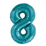 Teal Giant Foil Number Balloon - 8 - The Party Room