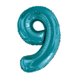 Teal Giant Foil Number Balloon - 9 - The Party Room