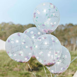 Boho Floral Confetti Hen Party Balloons 5pk - The Party Room