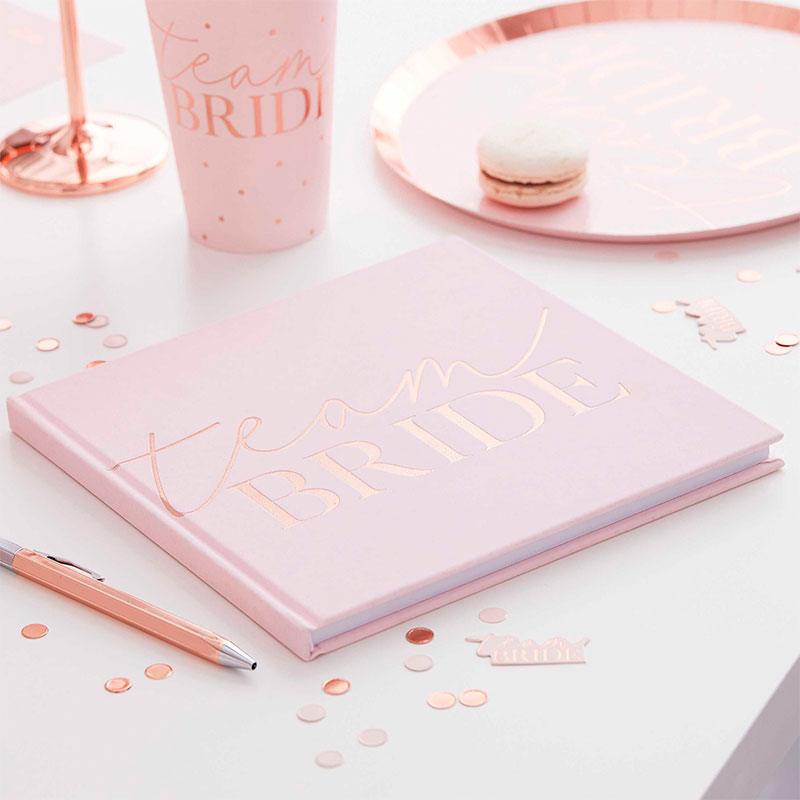 Pink Blush Velvet Team Bride Hen Party Guest Book - The Party Room