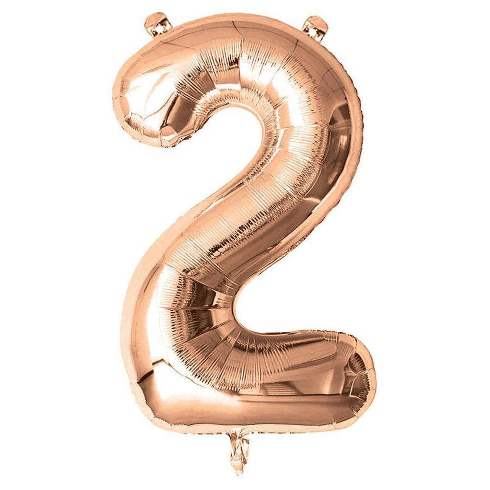 Rose Gold Giant Foil Number Balloon - 2 - The Party Room
