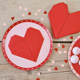 Red Origami Paper Heart Napkins 16pk
