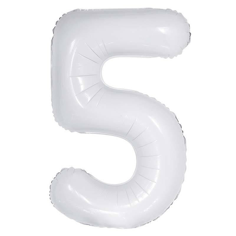 White Giant Foil Number Balloon - 5 - The Party Room