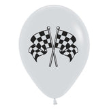 White Racing Flag Balloons - The Party Room