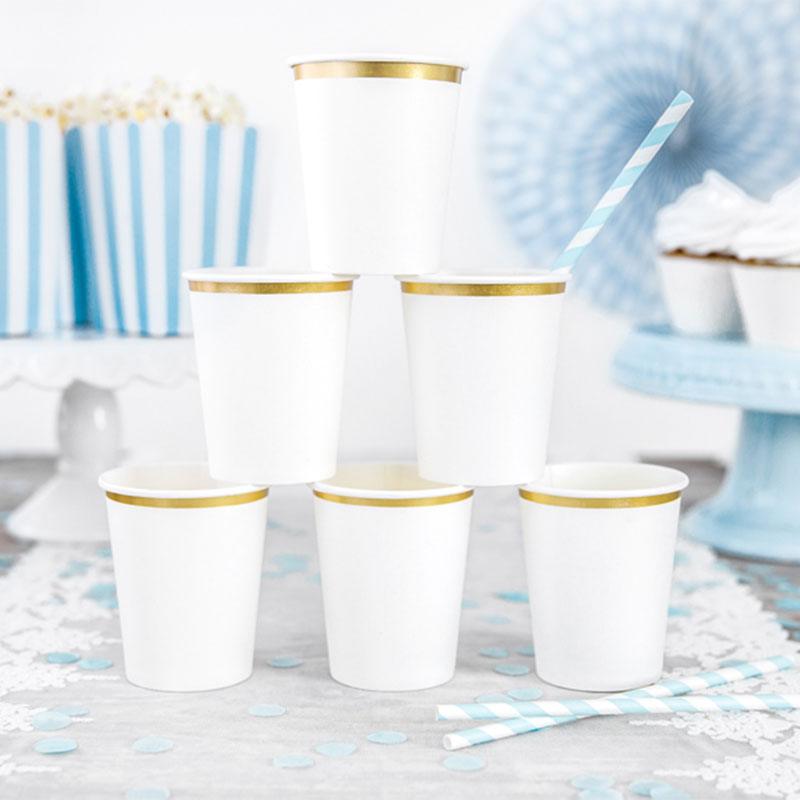 White & Gold Cups 6pk - The Party Room