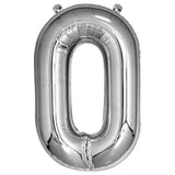 Silver Giant Foil Number Balloon - 0