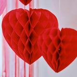 Honeycomb Hanging Heart Decorations 5pk - The Party Room