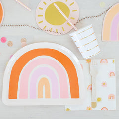 Boho Rainbow Shaped Plates 8pk - The Party Room