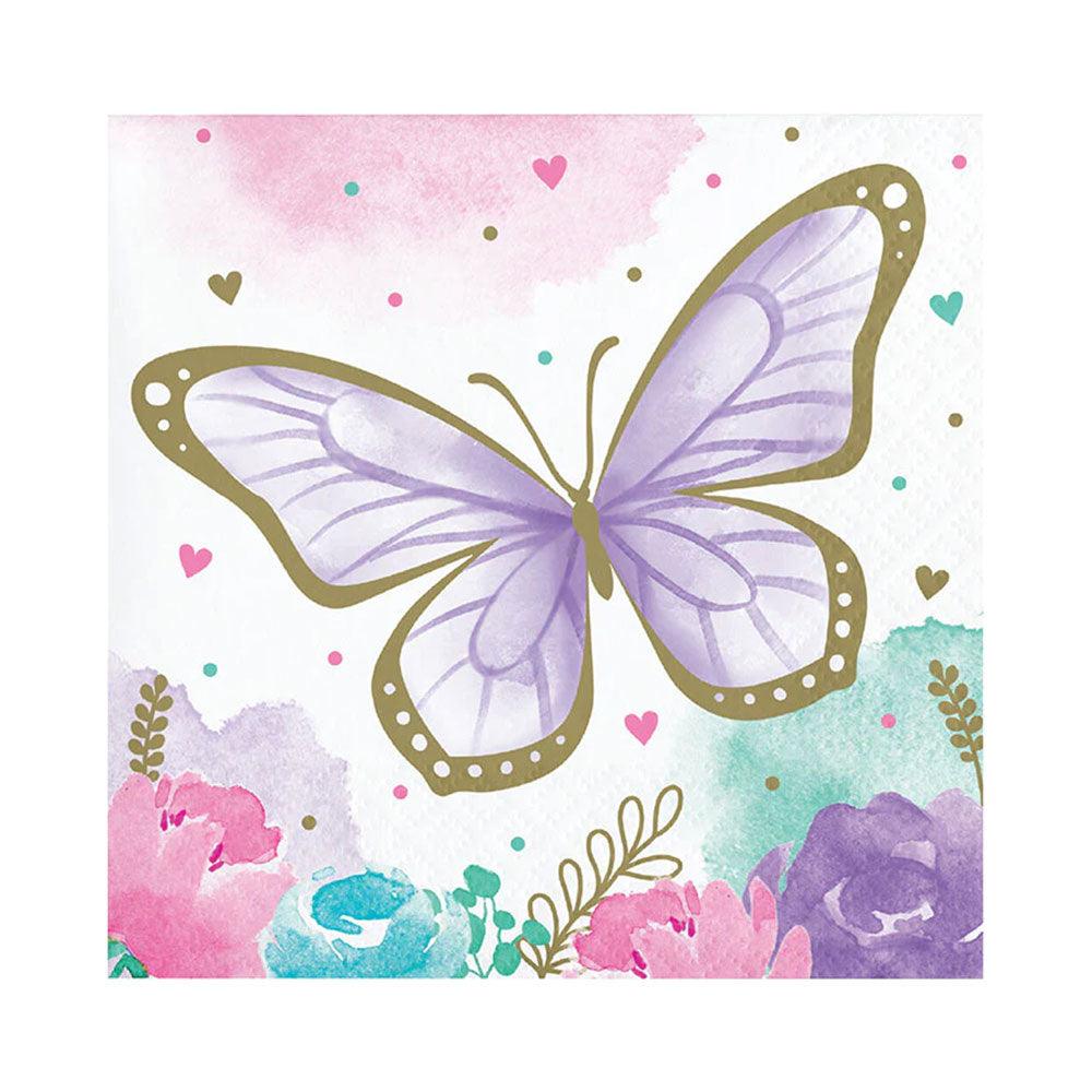 Butterfly Shimmer Beverage Napkins 16pk - The Party Room