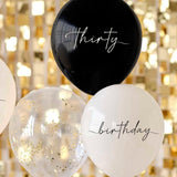 Black, Nude, Cream & Champagne Gold 30th Birthday Balloons 5pk - The Party Room