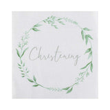 White & Green Christening Napkins 16pk - The Party Room