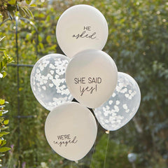 She Said Yes Confetti Engagement Balloon Bundle 5pk - The Party Room