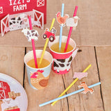 Farm Animals Party Paper Straws 16pk - The Party Room