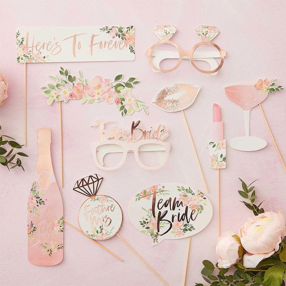 Floral Hen Party Photo Booth Props 10pk - The Party Room