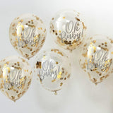 Gold Confetti Oh Baby Shower Balloons 5pk