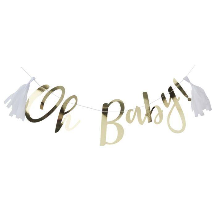 Gold Oh Baby! Baby Shower Bunting - The Party Room