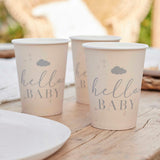 Hello Baby Neutral Baby Shower Cups 8pk - The Party Room