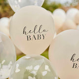 Hello Baby Taupe & Cloud Confetti Baby Shower Balloons 5pk - The Party Room