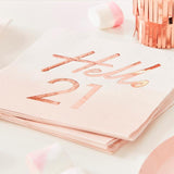 Hello 21 Rose Gold Napkins 16pk - The Party Room
