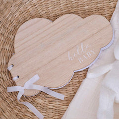 Wooden Hello Baby Cloud Baby Shower Guest Book - The Party Room