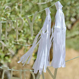 Sage Green Happy Birthday Bunting Decoration with Tassels - The Party Room