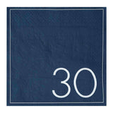 Navy 30th Birthday Napkins 16pk - The Party Room