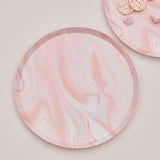 Pink Marble Print Plates 8pk - The Party Room