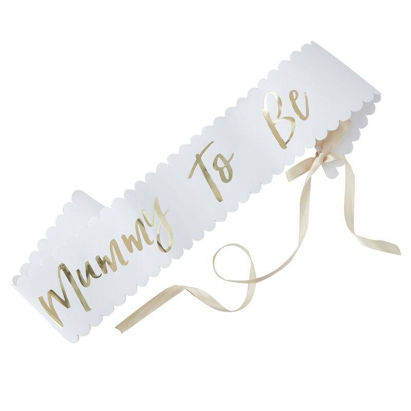 Gold Mummy to be Baby Shower Sash - The Party Room