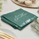 Green Merry Christmas Napkins 16pk - The Party Room