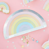 Pastel and Iridescent Rainbow Plates - The Party Room