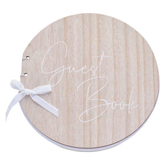 Round Wooden Wedding Guest Book - The Party Room