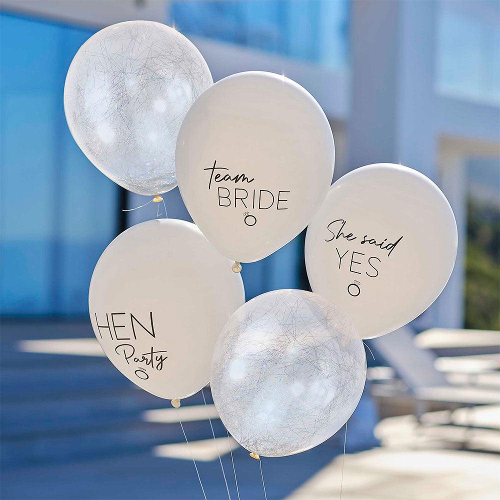 Silver, White & Nude Hen Party Balloon Bundle 5pk - The Party Room