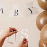 Customisable Baby Name Teddy Bear Baby Shower Bunting - The Party Room