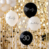Black, Nude, Cream & Champagne Gold 30th Birthday Balloons 5pk - The Party Room