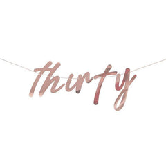 30th Rose Gold Happy Birthday Banner Bunting - The Party Room