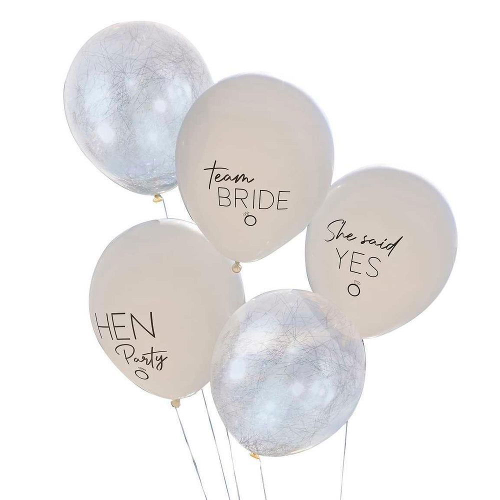 Silver, White & Nude Hen Party Balloon Bundle 5pk - The Party Room