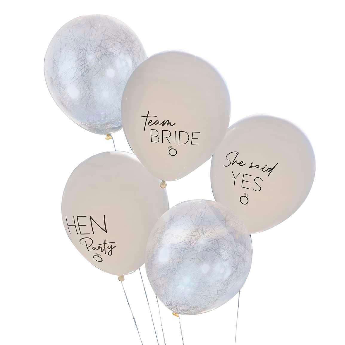 Silver, White & Nude Hen Party Balloon Bundle 5pk - The Party Room
